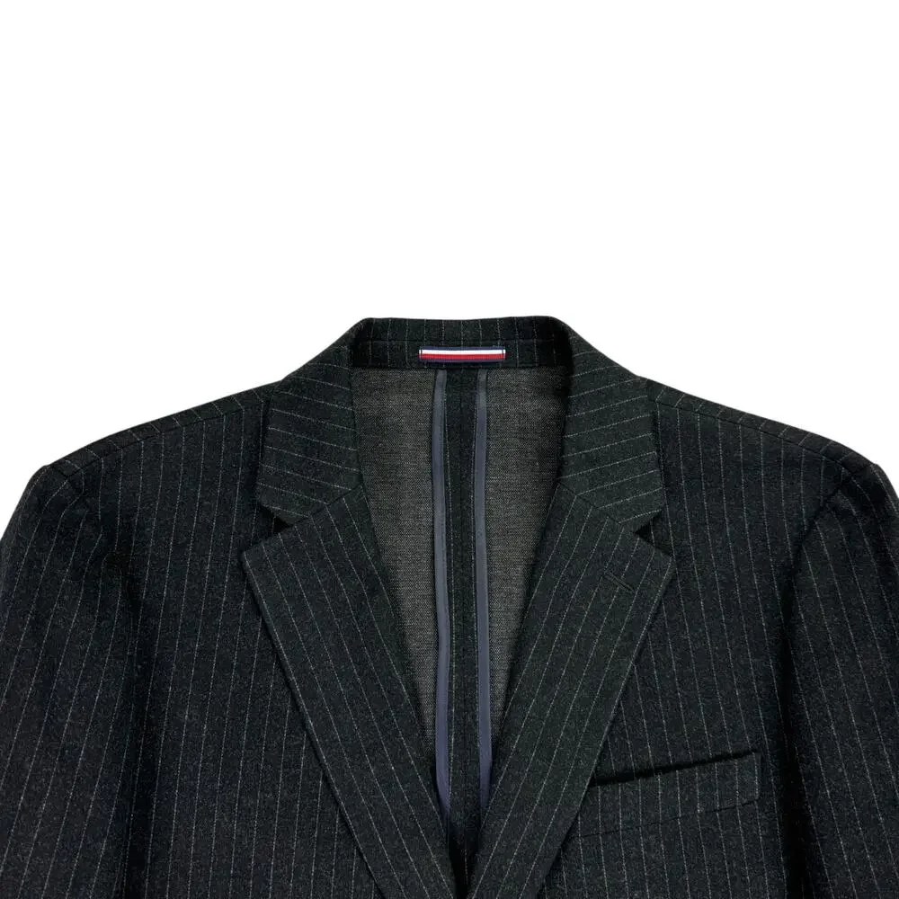 Tommy Hilfiger Mens Modern Fit Cotton Blend Pinstripe Suit Jacket Charcoal 42S